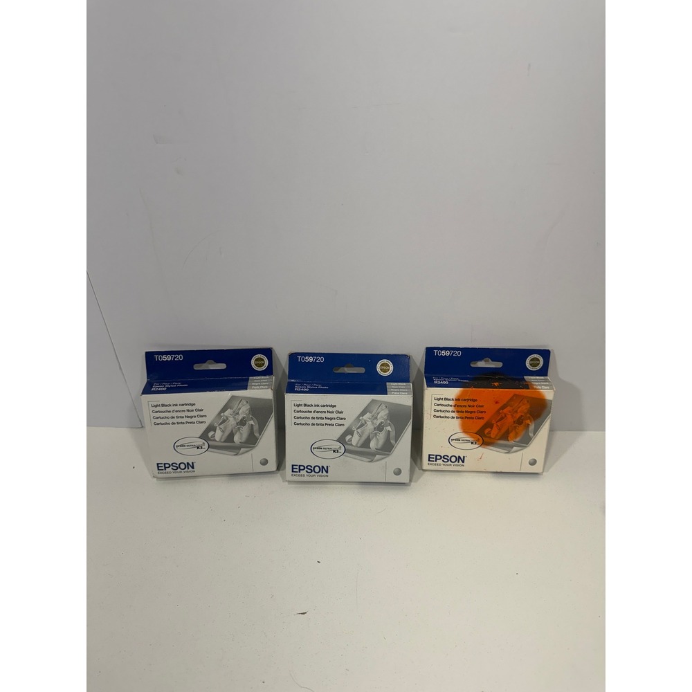 Lot of 3 Epson T059720 Light Black UltraChrome K3 Ink Stylus Photo R2400 New